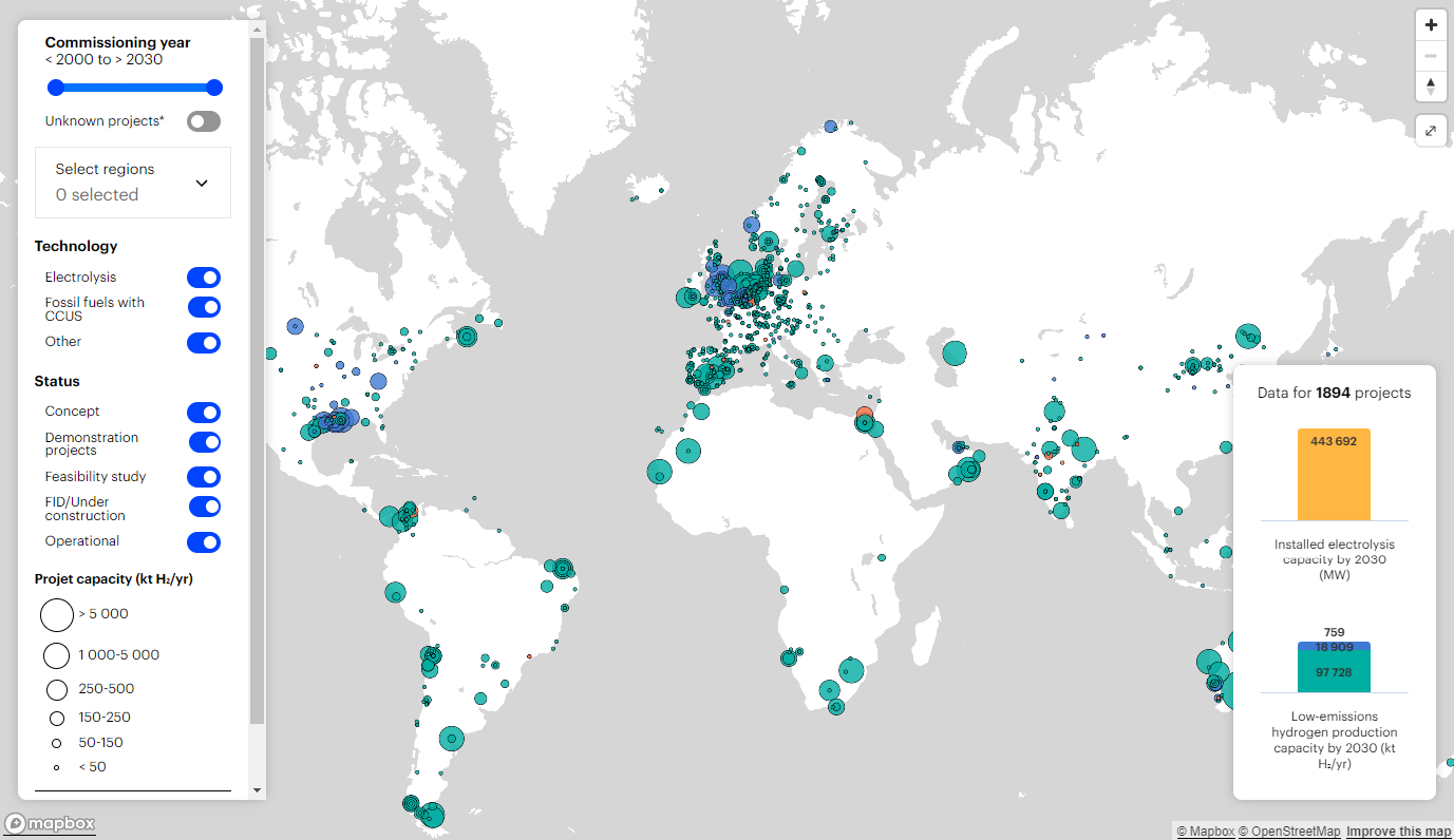 IEA Hydrogen Production Map